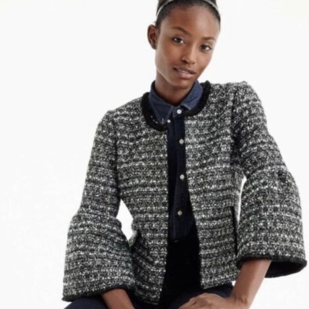 J. CREW Lady Jacket Belle Sleeve Sequin Tweed Blazer Size 2
